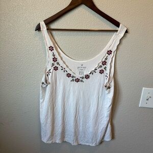 American Eagle Outfitters White Red Tank Top